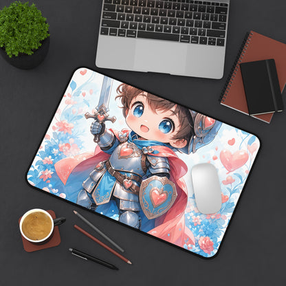 Cute Chibi Knight With Tiny Sword - Kawaii Gaming Gaming Desk Mat