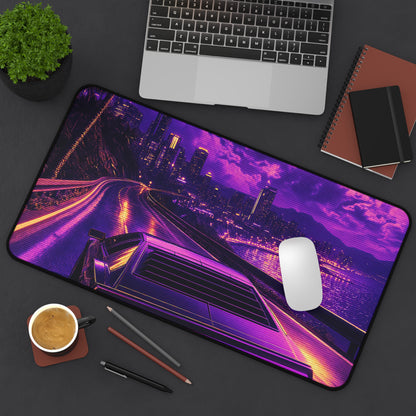 Synthwave Car Driving At Night - Gaming Culture Gaming Desk Mat