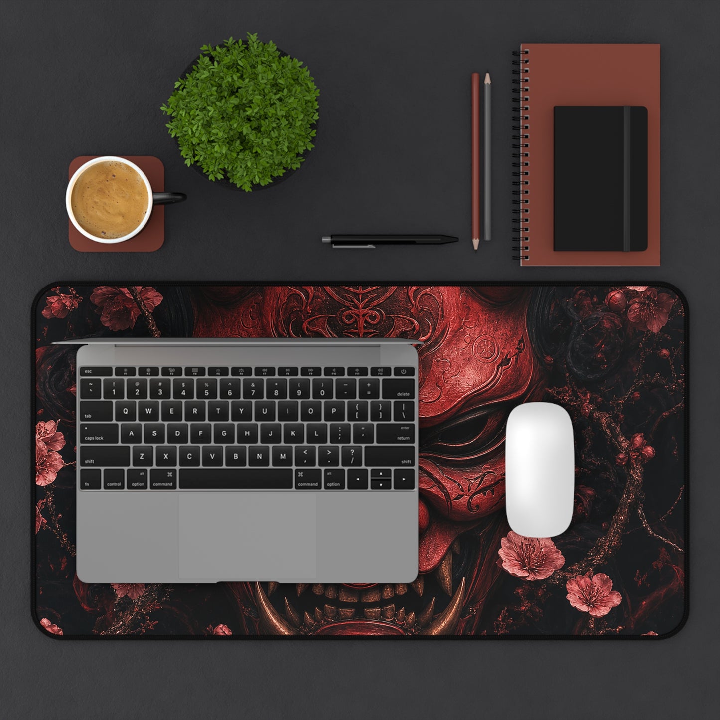 Oni Mask With Cherry Blossoms - Sudoni Brand Gaming Desk Mat