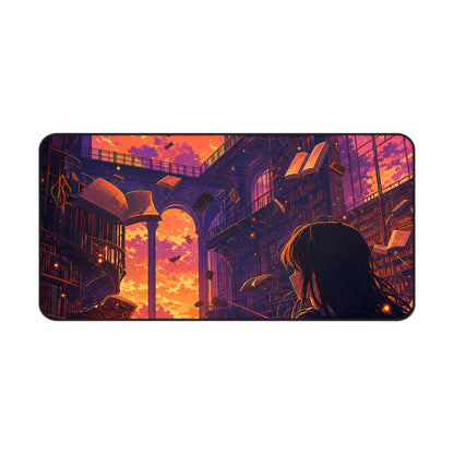 Magical Library With Floating Books - Anime Manga Gaming Desk Mat
