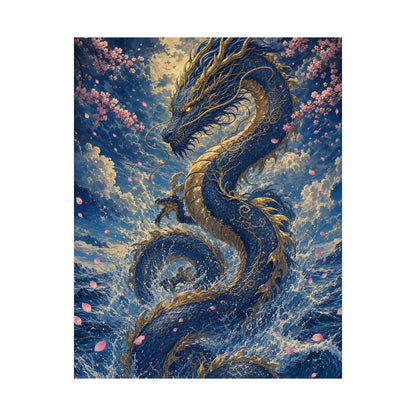 Ryuu Dragon Rising From The Ocean - Japanese Mythology Art Print (Matte Poster)