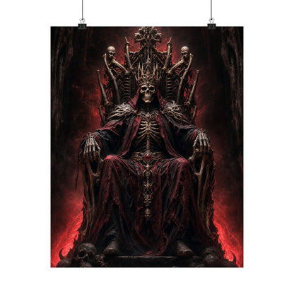 Skeletal King On Throne Of Bones - Dark Fantasy Art Print (Matte Poster)