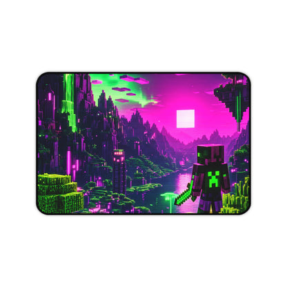 Minecraft-Style Blocky Landscape - Gaming Culture Gaming Desk Mat