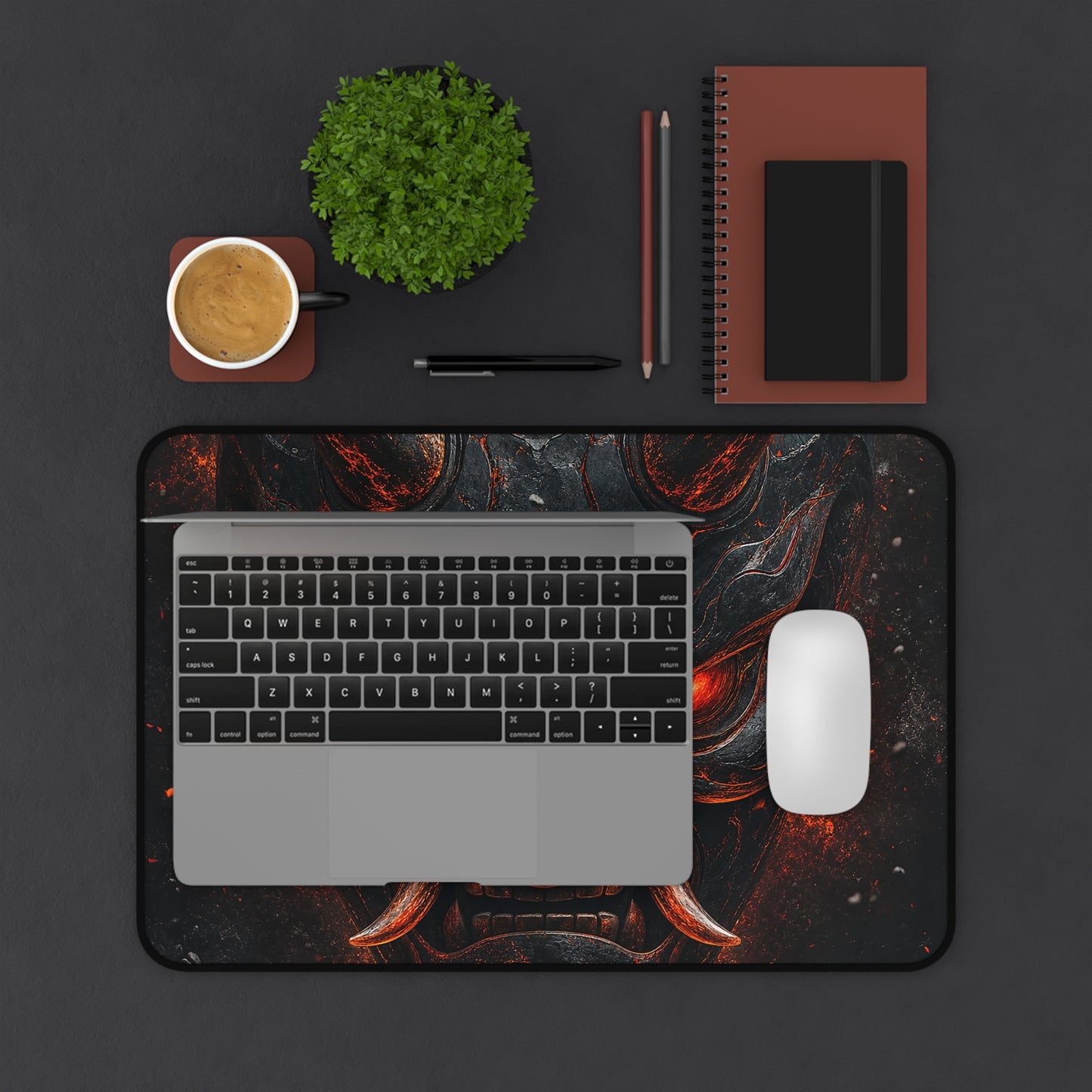 Oni Mask With Glowing Red Eyes - Sudoni Brand Gaming Desk Mat