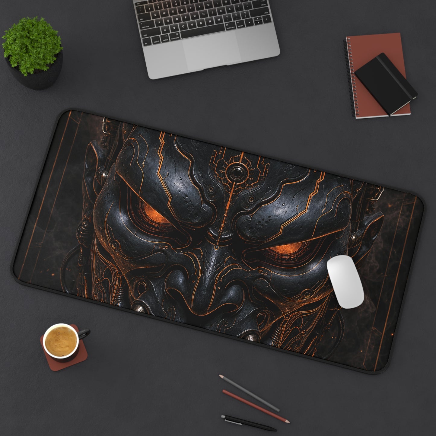 Oni Mask With Circuitry Patterns - Sudoni Brand Gaming Desk Mat