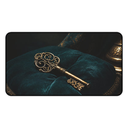 Antique Key On Velvet Cushion - Dark Academia Gaming Desk Mat