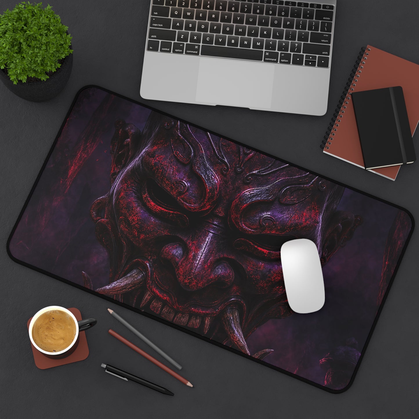 Oni Mask With Dark Forest Behind - Sudoni Brand Gaming Desk Mat