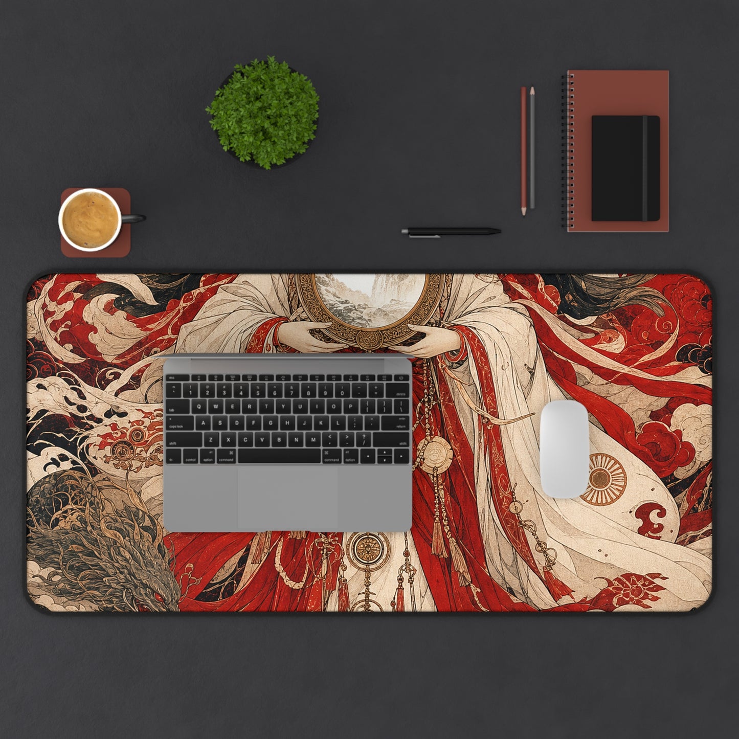 Amaterasu Sun Goddess With Mirror - Japanese Mythology Gaming Desk Mat