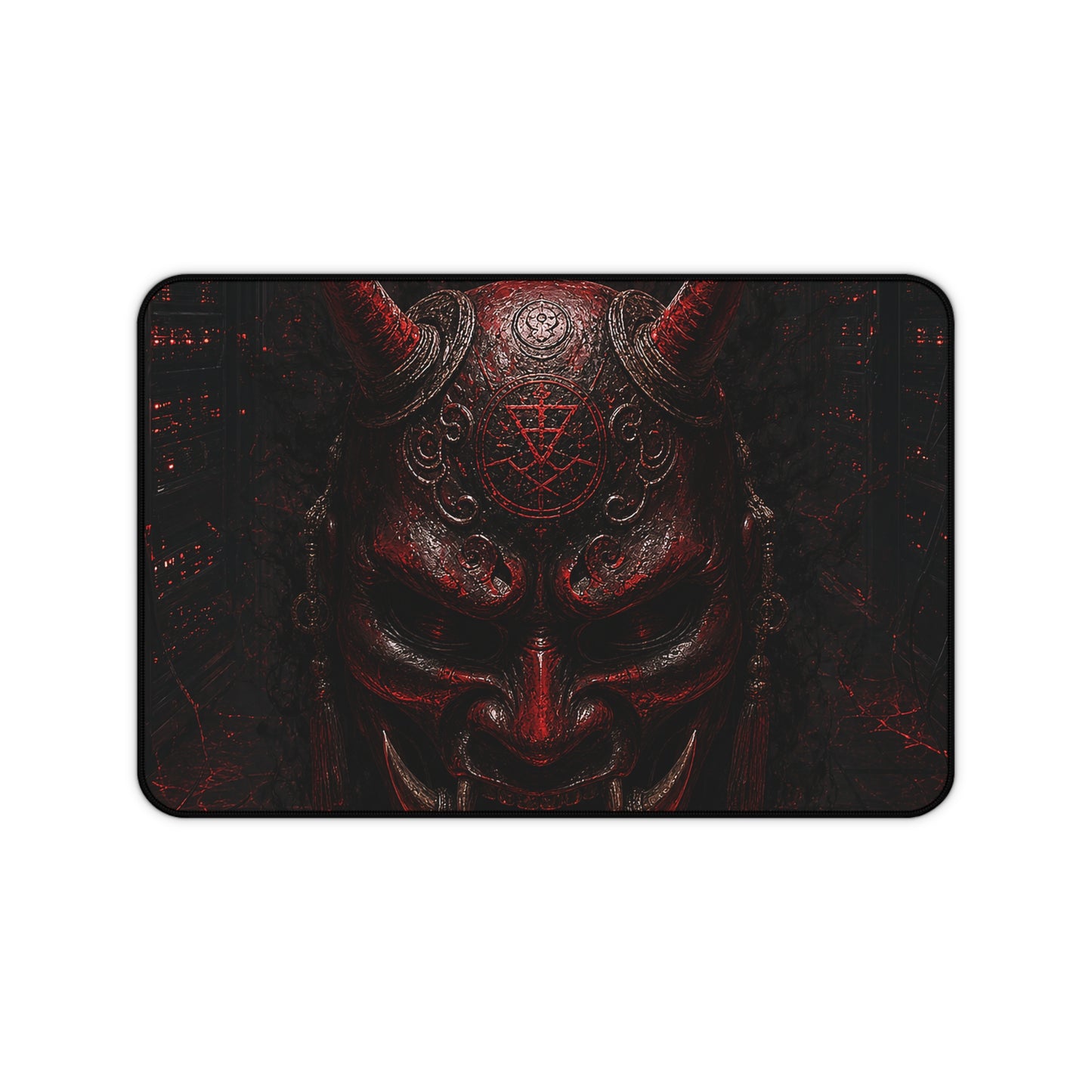 Oni Mask In Dark Server Room - Sudoni Brand Gaming Desk Mat