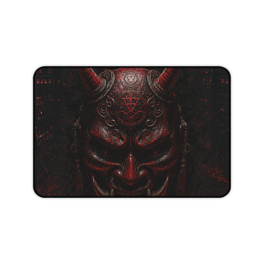 Oni Mask In Dark Server Room - Sudoni Brand Gaming Desk Mat