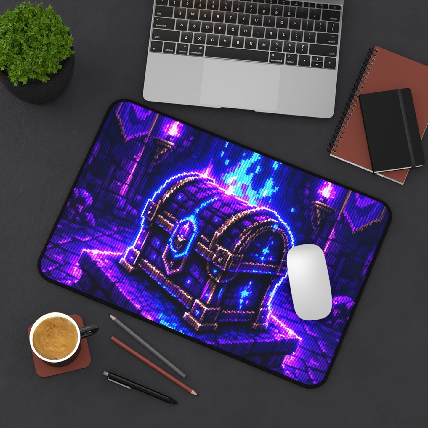 Loot Chest Glowing In Dungeon - Gaming Culture Gaming Desk Mat