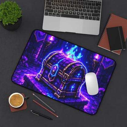 Loot Chest Glowing In Dungeon - Gaming Culture Gaming Desk Mat