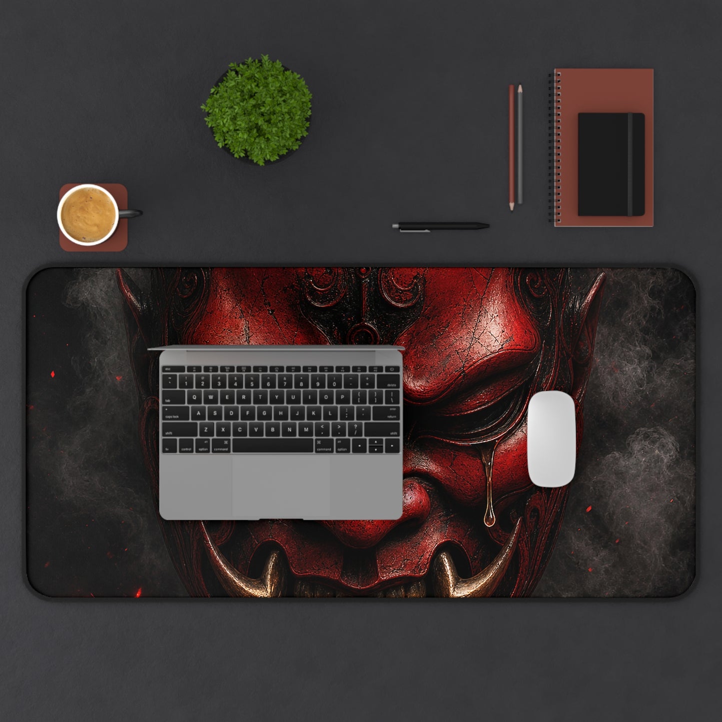 Oni Mask With Single Tear - Sudoni Brand Gaming Desk Mat