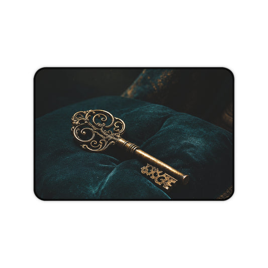 Antique Key On Velvet Cushion - Dark Academia Gaming Desk Mat