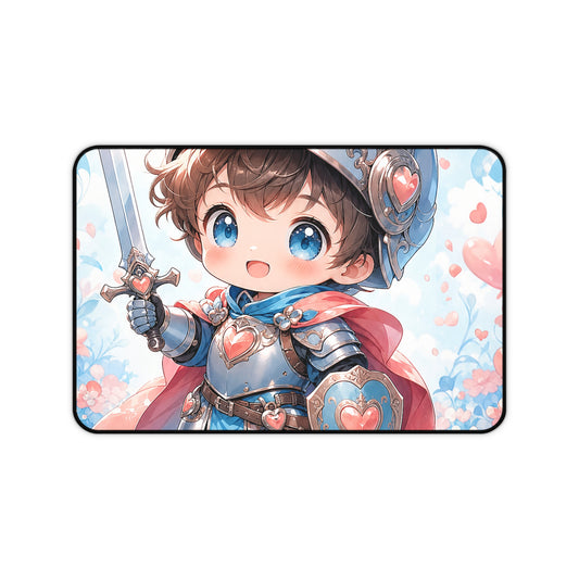 Cute Chibi Knight With Tiny Sword - Kawaii Gaming Gaming Desk Mat