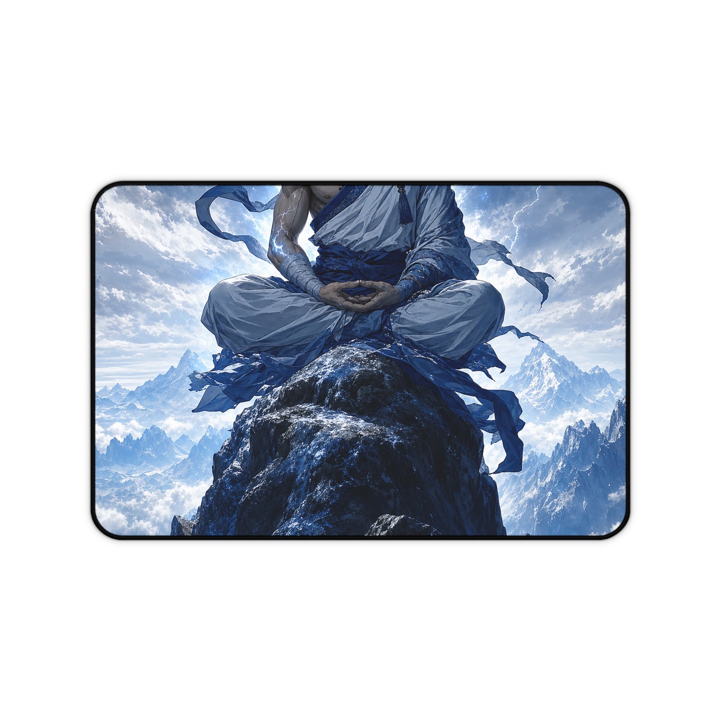 Warrior Monk Meditating On Peak - Anime Manga Gaming Desk Mat