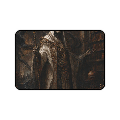 Lich In Underground Library - Dark Fantasy Gaming Desk Mat