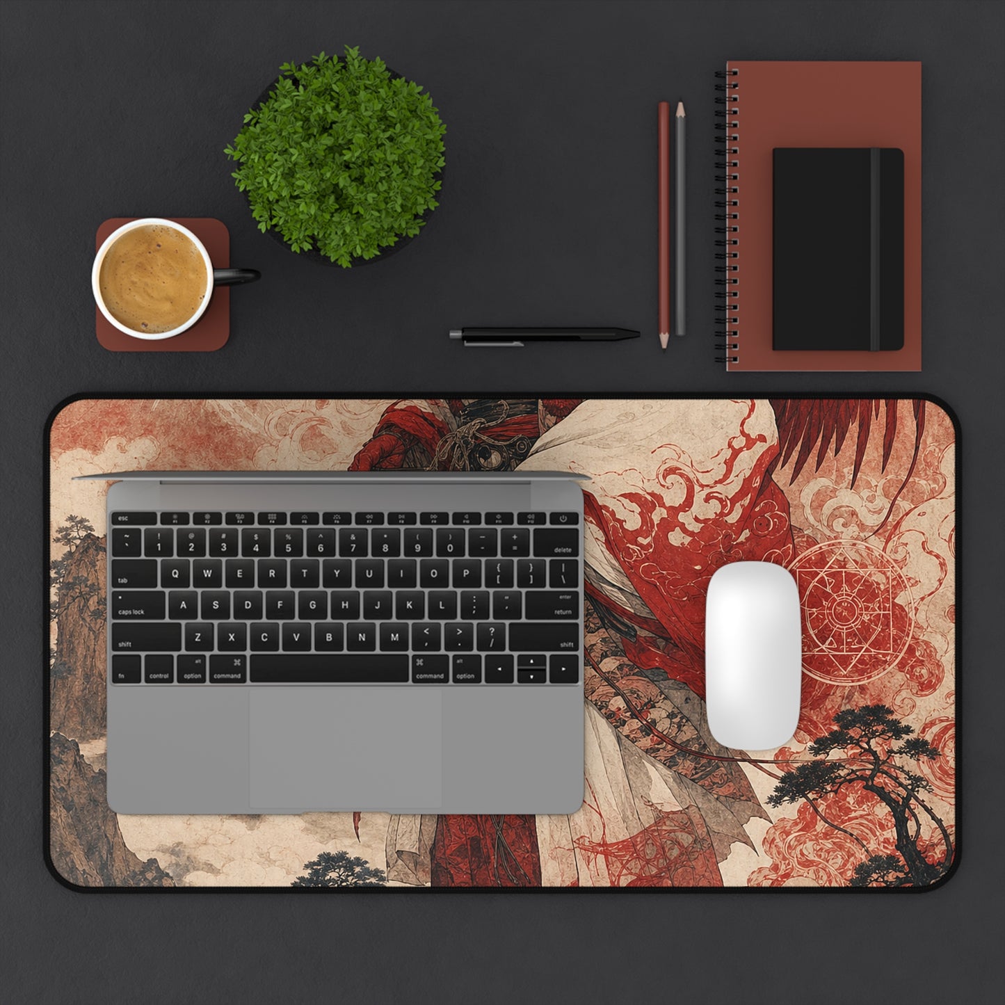 Tengu With Fon Mountain - Japanese Mythology Gaming Desk Mat