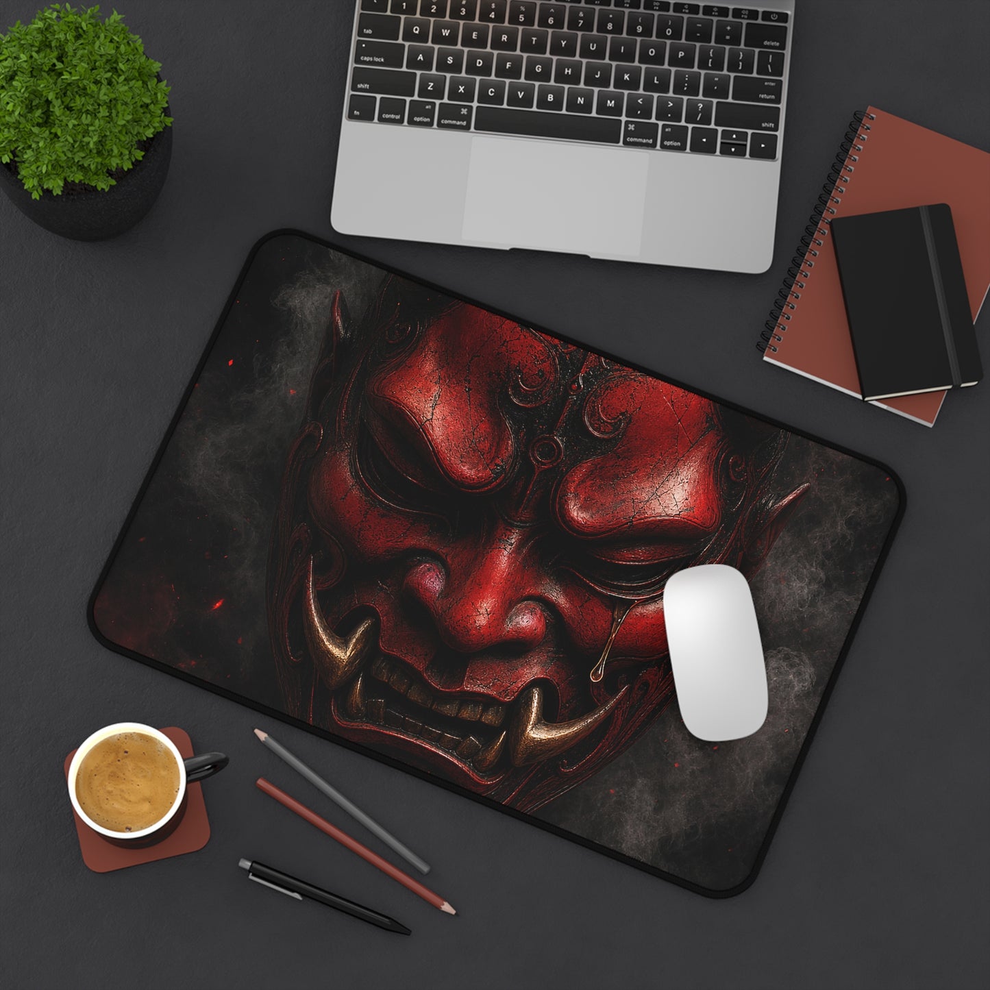 Oni Mask With Single Tear - Sudoni Brand Gaming Desk Mat