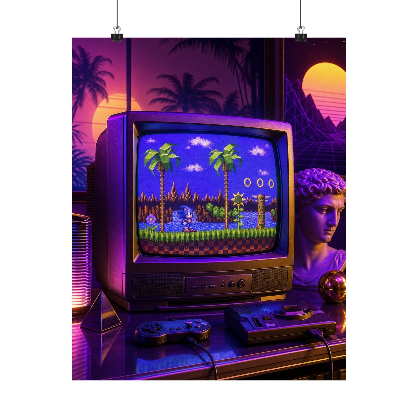 Retro Tv Playing Classic Game - Gaming Culture Art Print (Matte Poster)