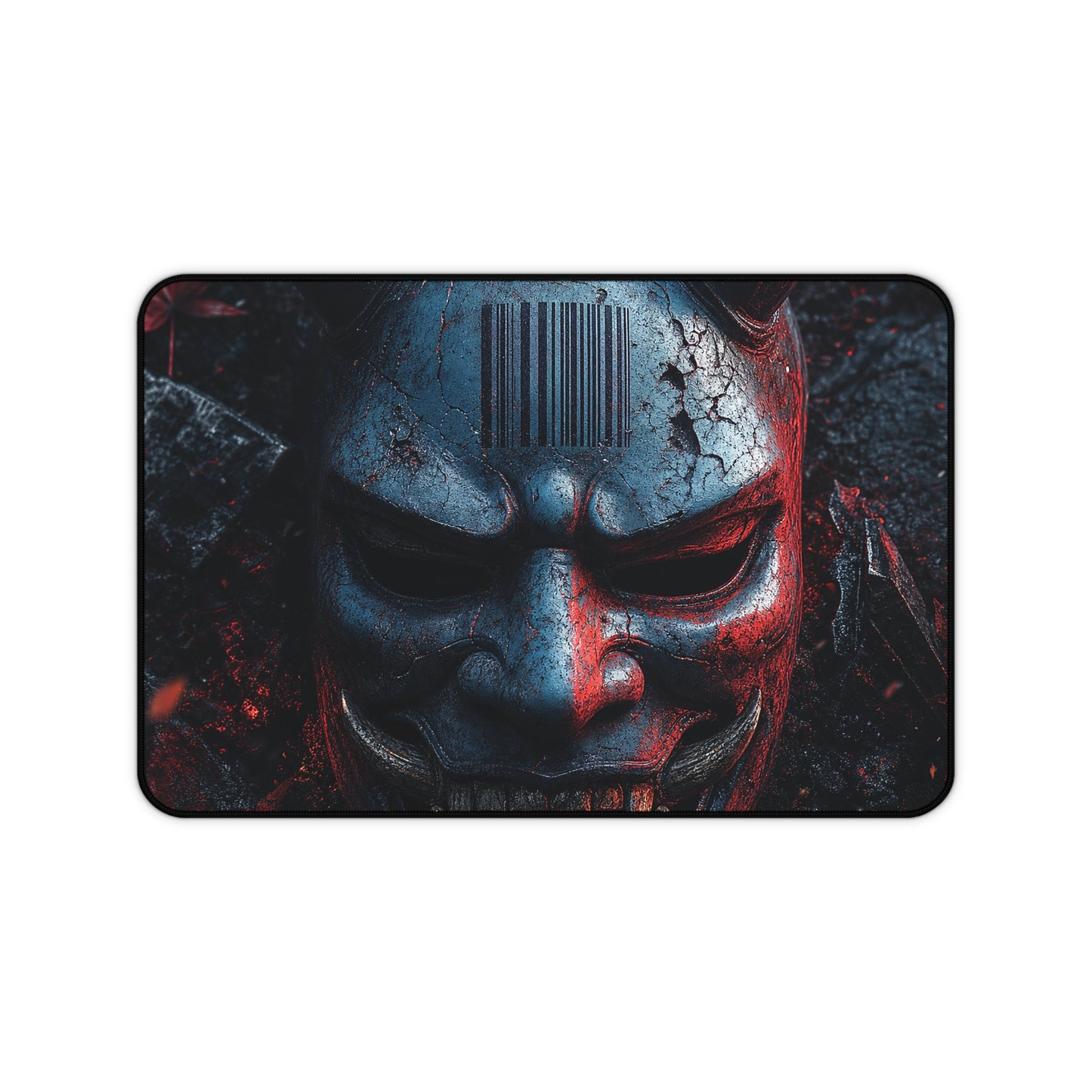 Oni Mask With Barcode - Sudoni Brand Gaming Desk Mat