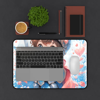 Cute Chibi Knight With Tiny Sword - Kawaii Gaming Gaming Desk Mat