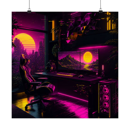 Gaming Setup With Rgb Lights - Gaming Culture Art Print (Matte Poster)