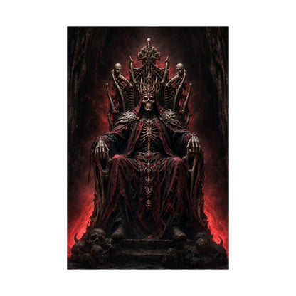Skeletal King On Throne Of Bones - Dark Fantasy Art Print (Matte Poster)