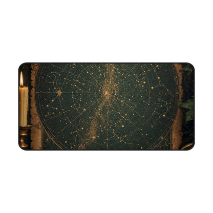 Constellation Map On Aged Parchment - Dark Academia Gaming Desk Mat