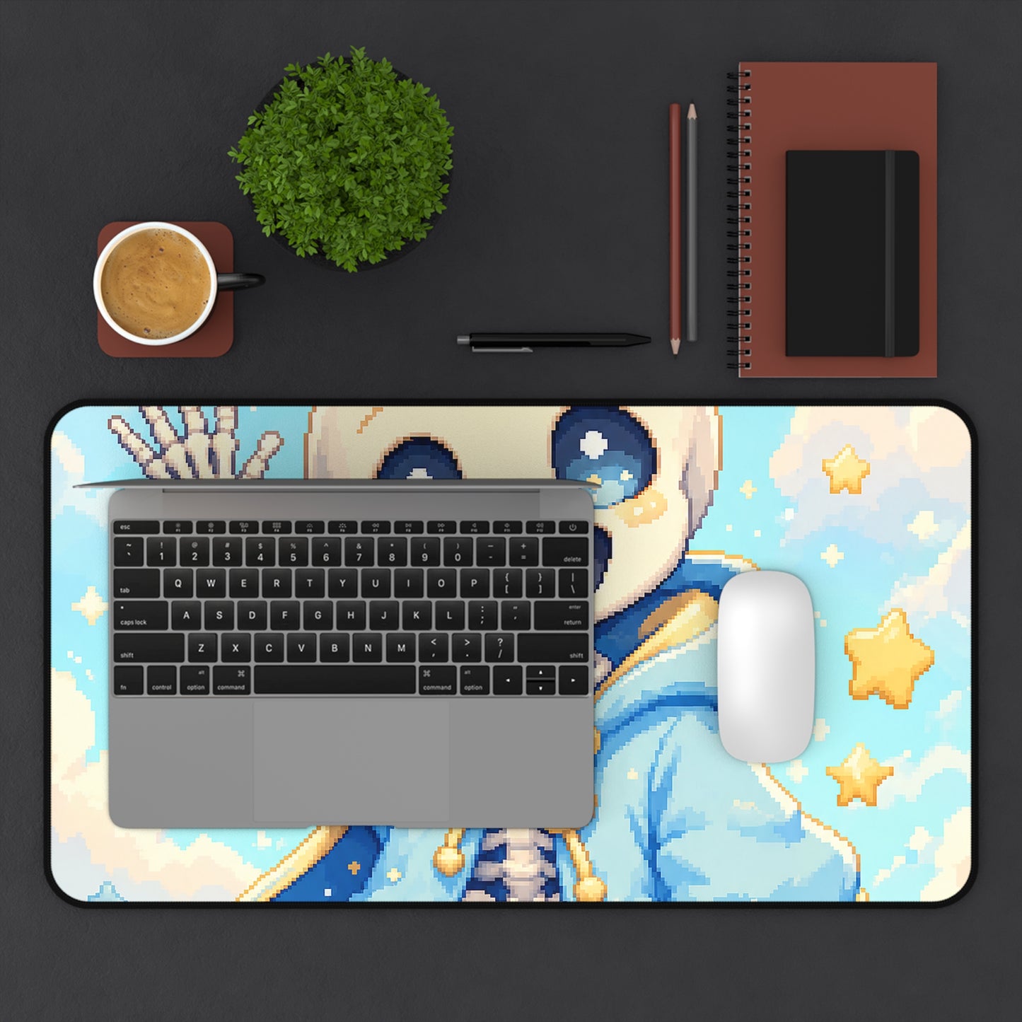 Chibi Skeleton Waving - Kawaii Gaming Gaming Desk Mat