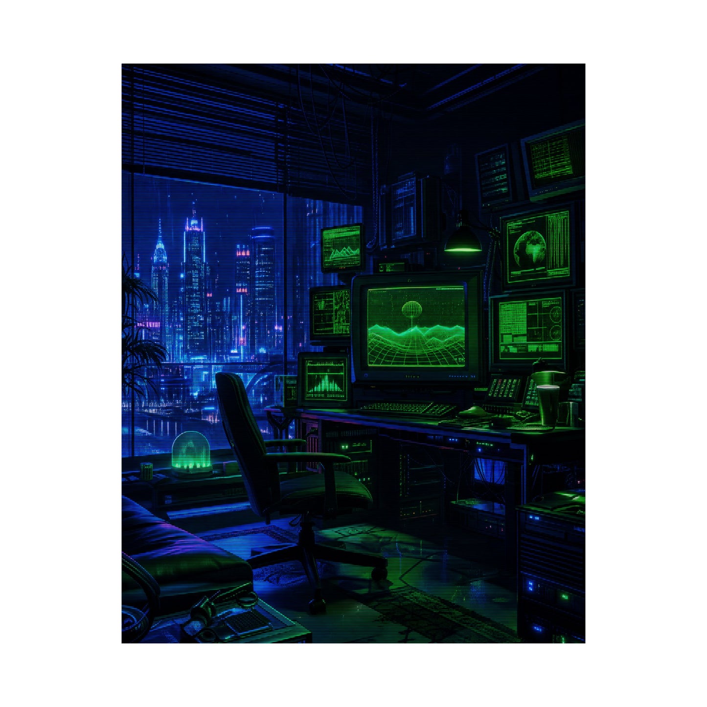 Cyberpunk Hacker Den - Gaming Culture Art Print (Matte Poster)