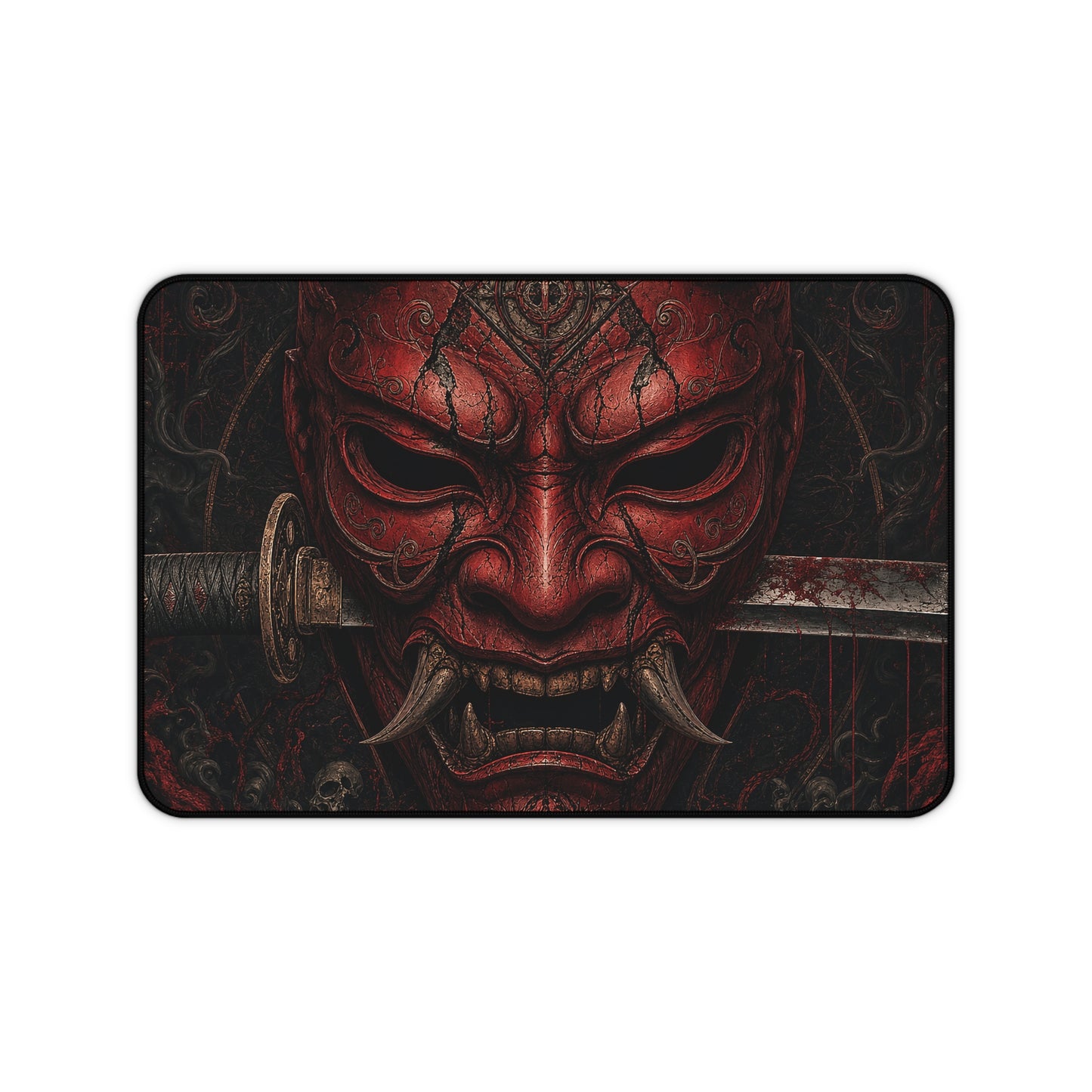 Oni Mask With Katanthrough It - Sudoni Brand Gaming Desk Mat