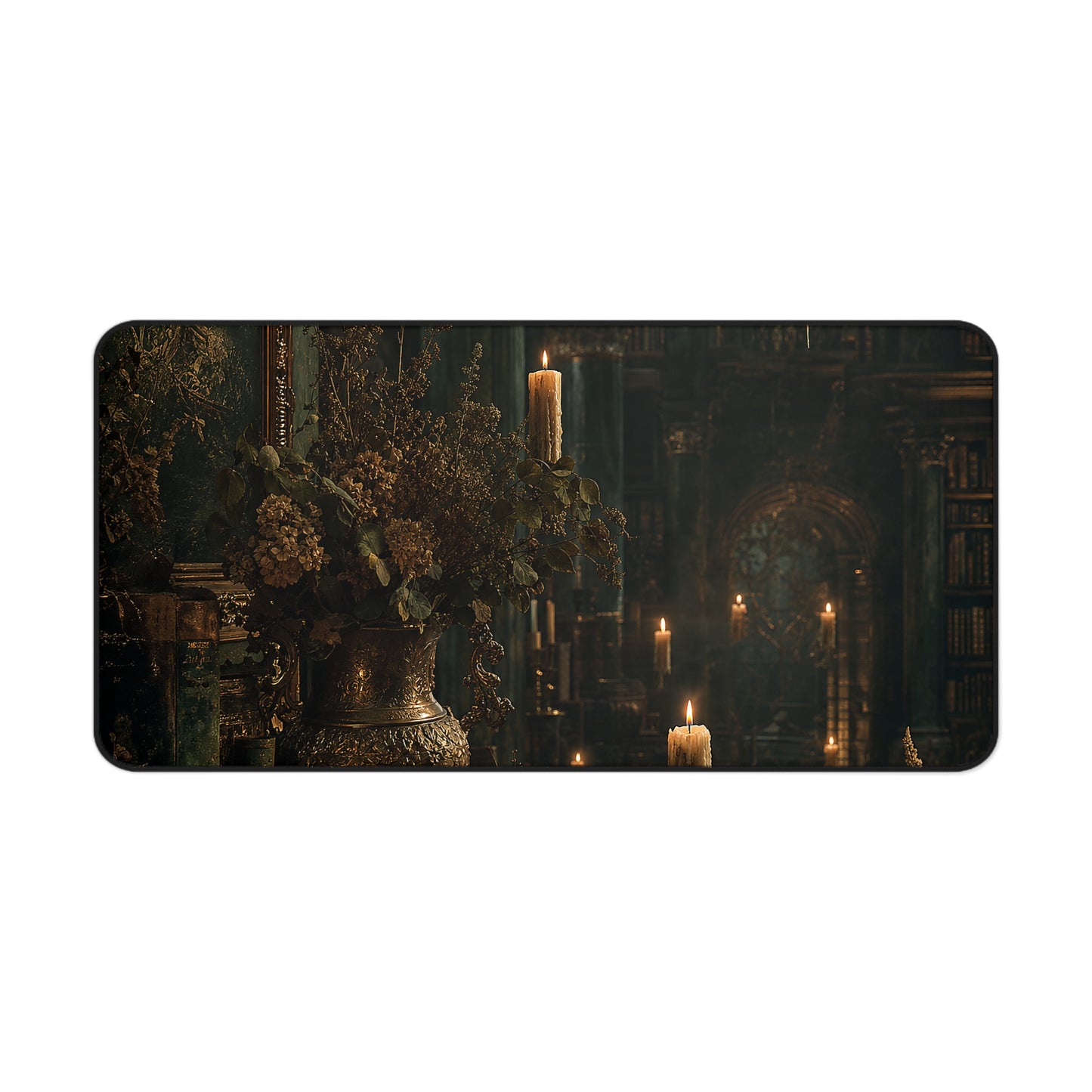 Ancient Library With Floating Candles - Dark Academia Gaming Desk Mat