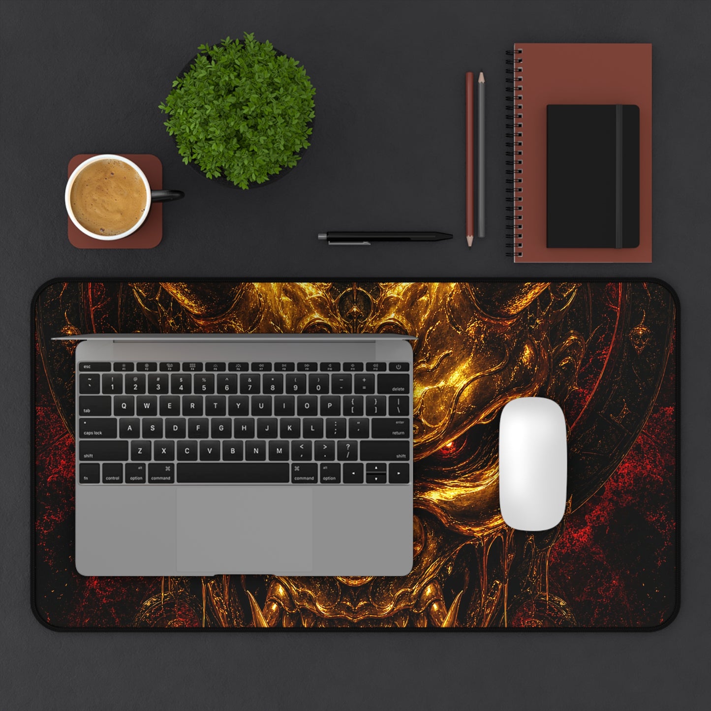 Oni Mask Made Of Molten Gold - Sudoni Brand Gaming Desk Mat