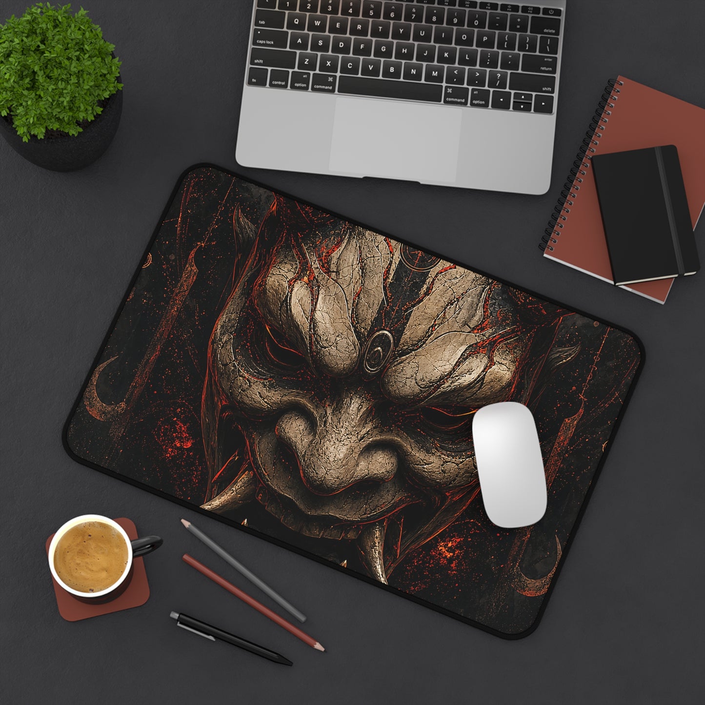 Oni Mask In Digital Void - Sudoni Brand Gaming Desk Mat