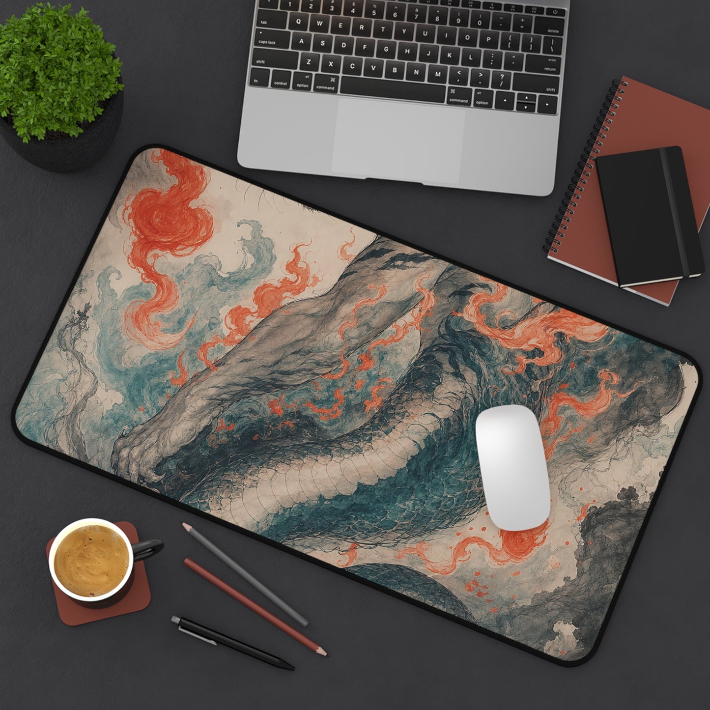 Nue With Tiger Body And Snake Tail - Japanese Mythology Gaming Desk Mat