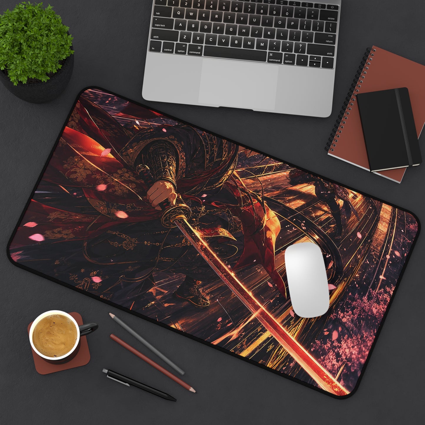 Battle On Train At Sunset - Anime Manga Gaming Desk Mat