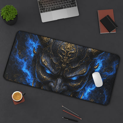 Oni Mask Engulfed In Blue Flames - Sudoni Brand Gaming Desk Mat