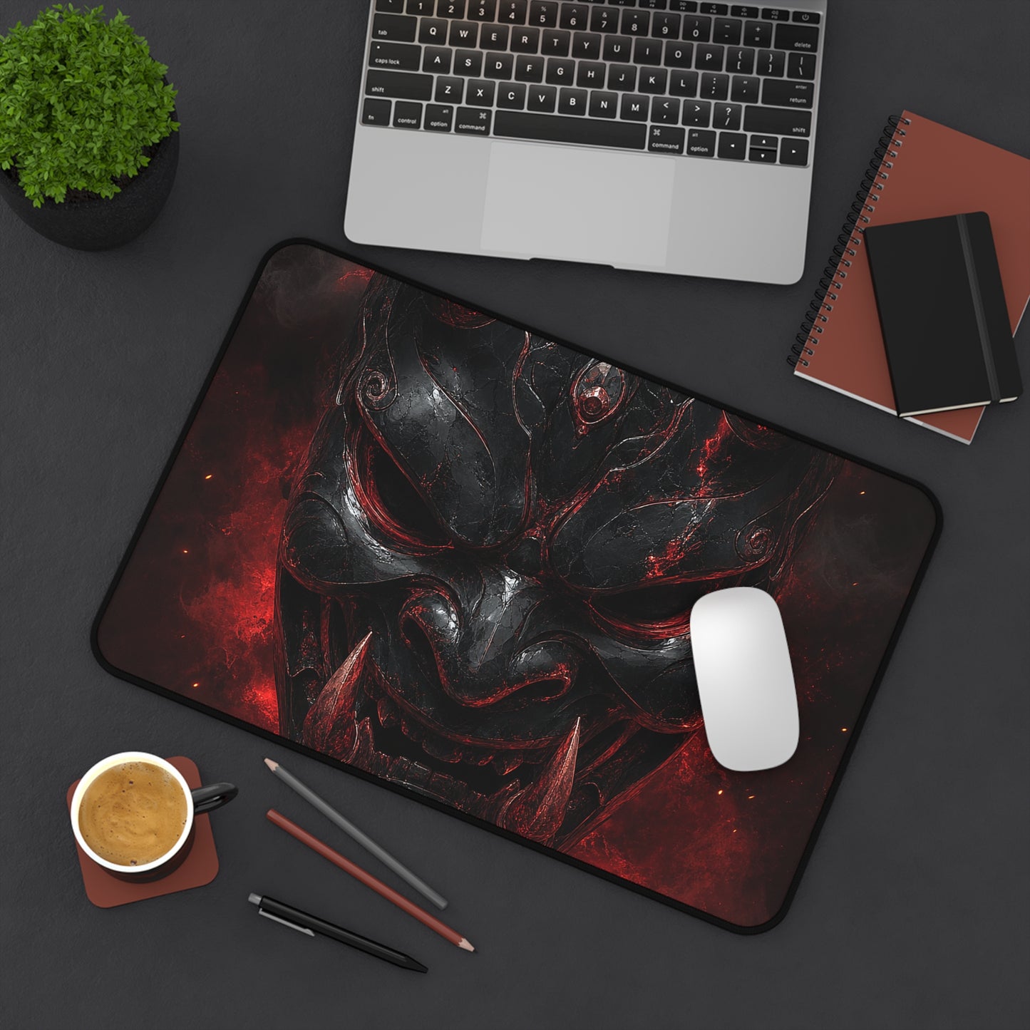 Oni Mask Made Of Obsidian - Sudoni Brand Gaming Desk Mat