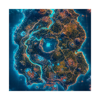 Battle Royale Island From Above - Gaming Culture Art Print (Matte Poster)