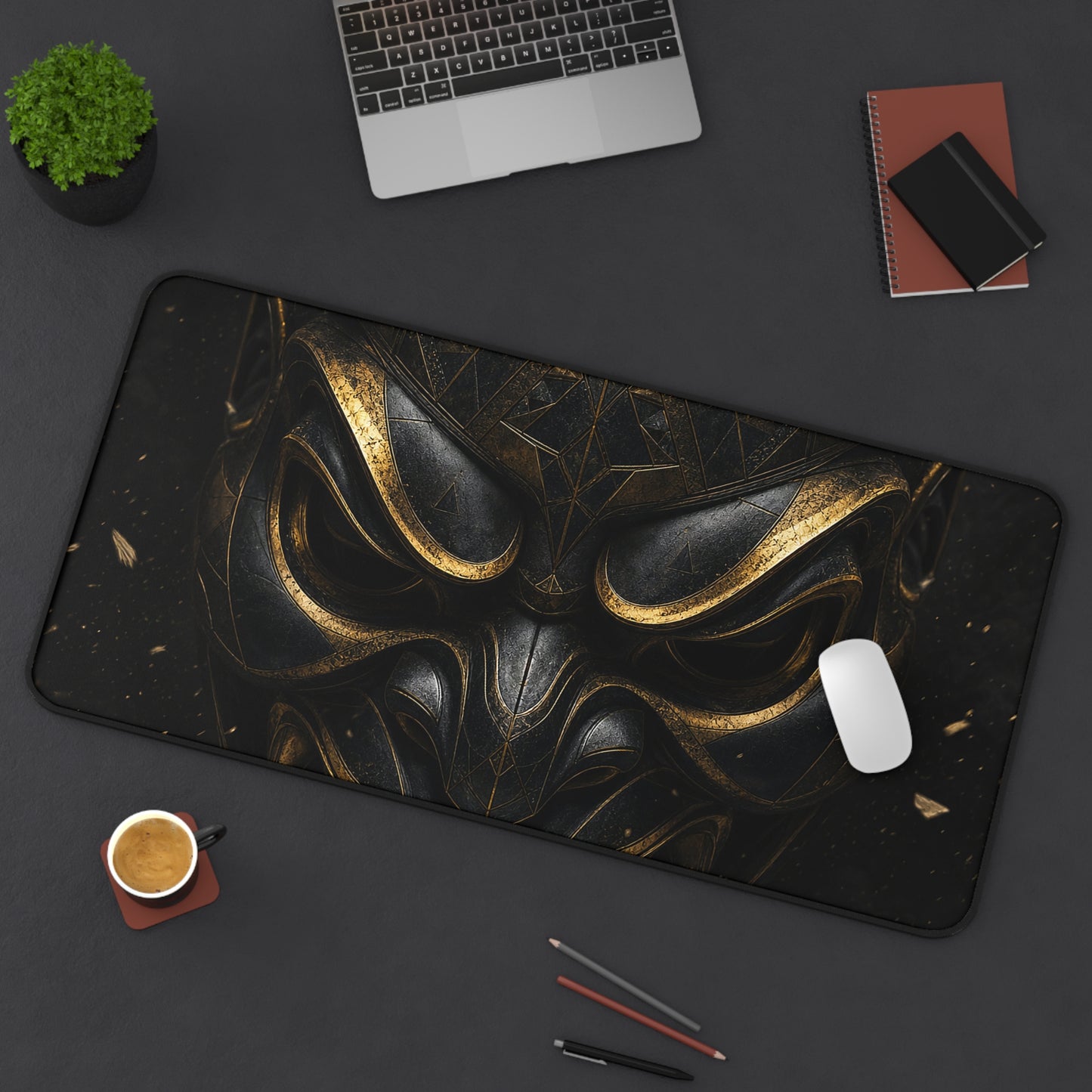 Oni Mask With Geometric Patterns - Sudoni Brand Gaming Desk Mat