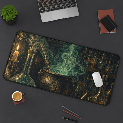 Alchemy Lab With Bubbling Potions - Dark Academia Gaming Desk Mat