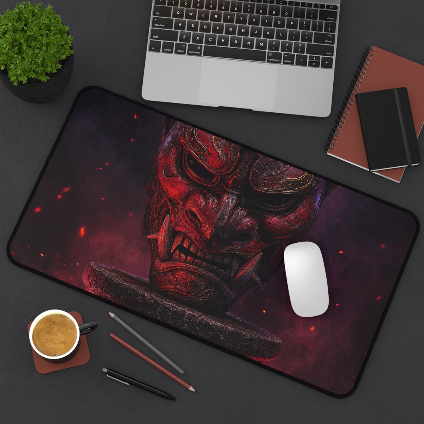 Oni Mask On Pedestal - Sudoni Brand Gaming Desk Mat