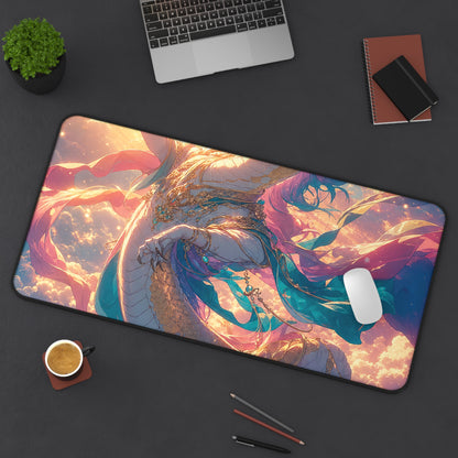 Celestial Dragon Dancing In Clouds - Anime Manga Gaming Desk Mat
