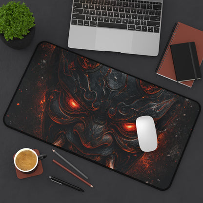 Oni Mask With Glowing Red Eyes - Sudoni Brand Gaming Desk Mat