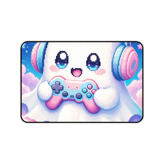 Cute Gaming Ghost With Controller - Kawaii Gaming Gaming Desk Mat