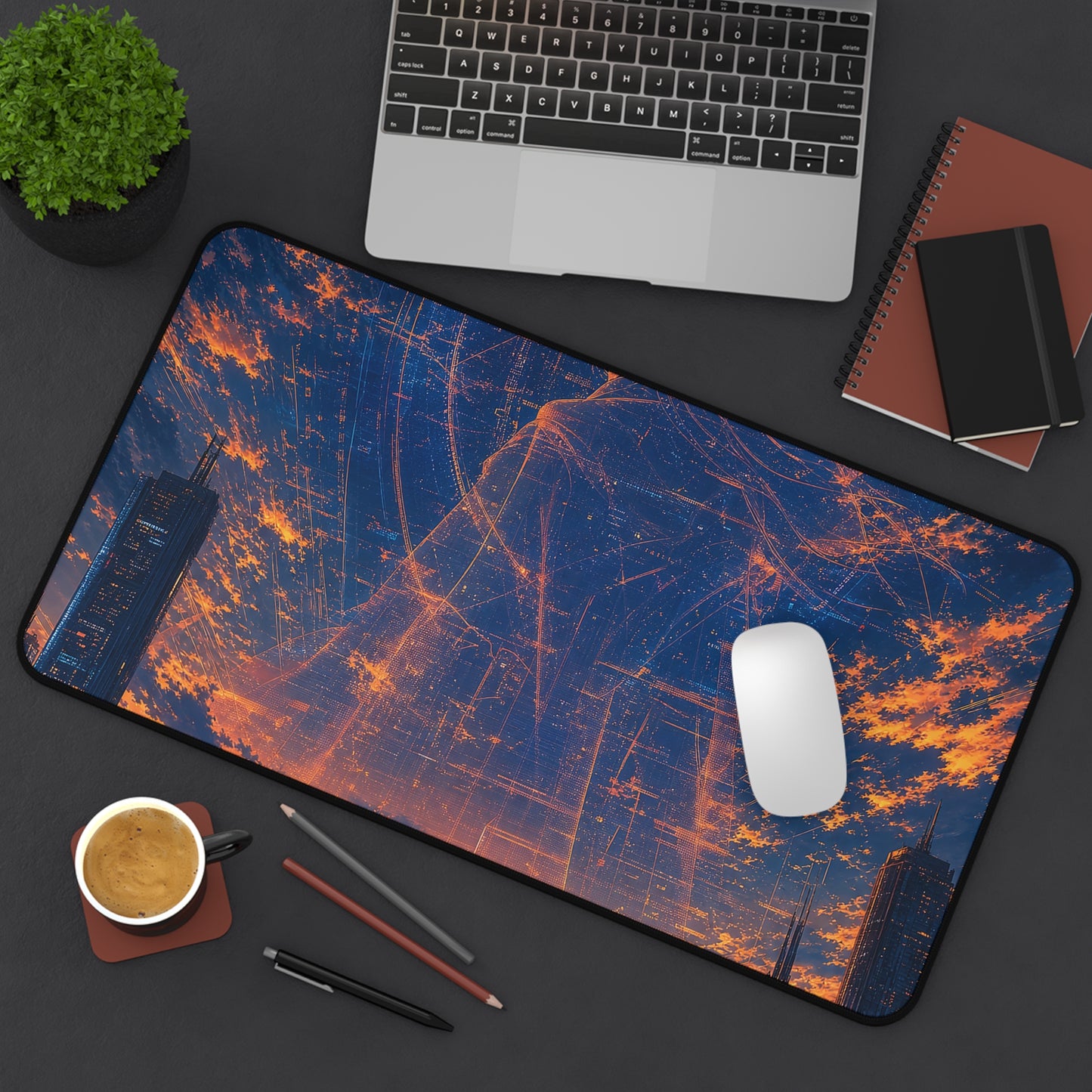 City Under Massive Hologram - Anime Manga Gaming Desk Mat