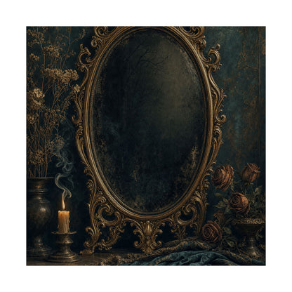 Dark Mirror In Ornate Frame - Dark Academia Art Print (Matte Poster)