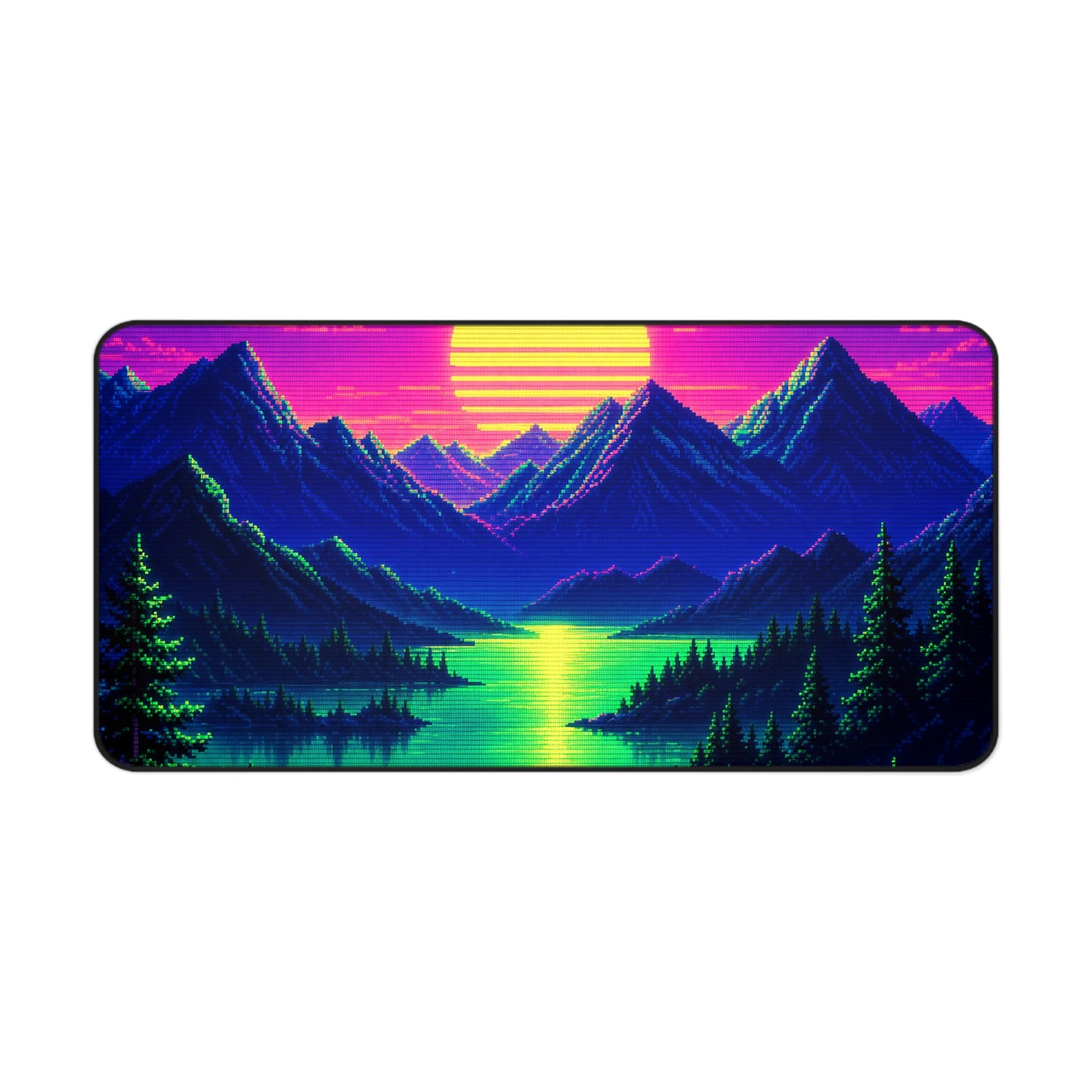Synthwave Sunset With Mountains - Gaming Culture Gaming Desk Mat