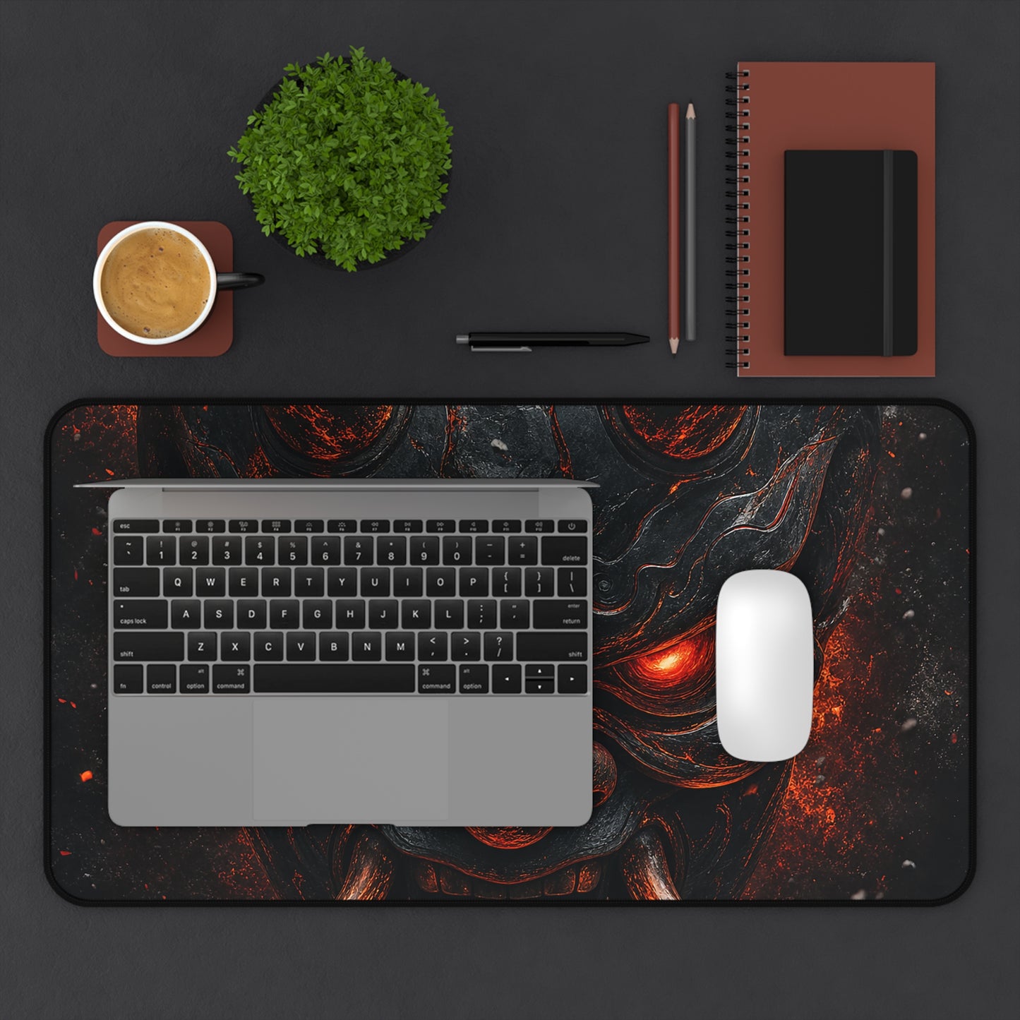 Oni Mask With Glowing Red Eyes - Sudoni Brand Gaming Desk Mat